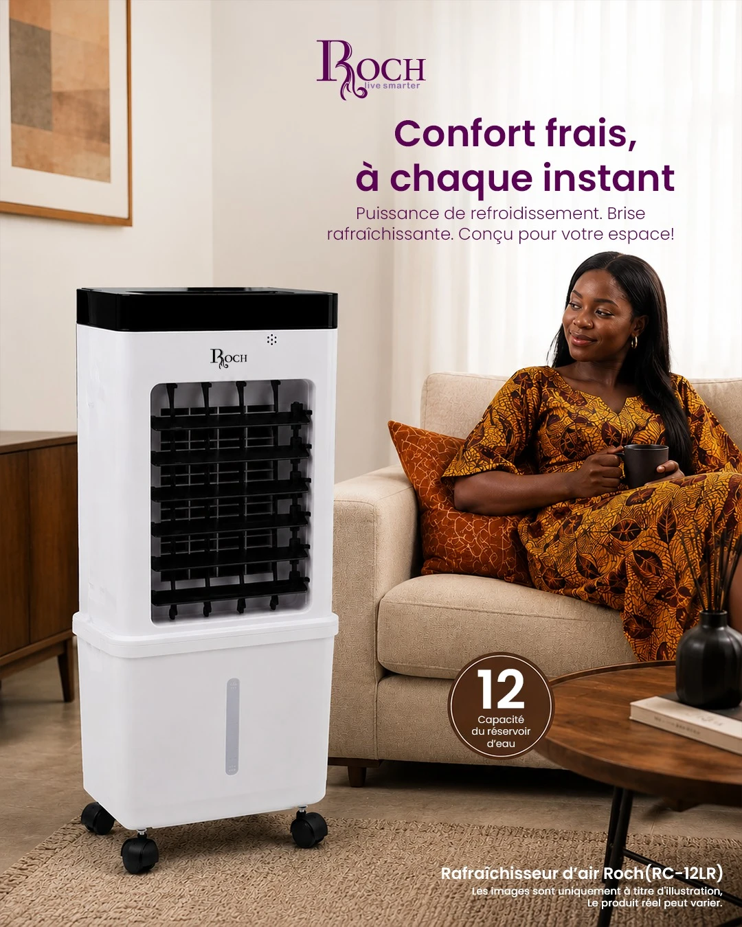 Rafraîchisseur d'air Roch RC-12LR 12L compact