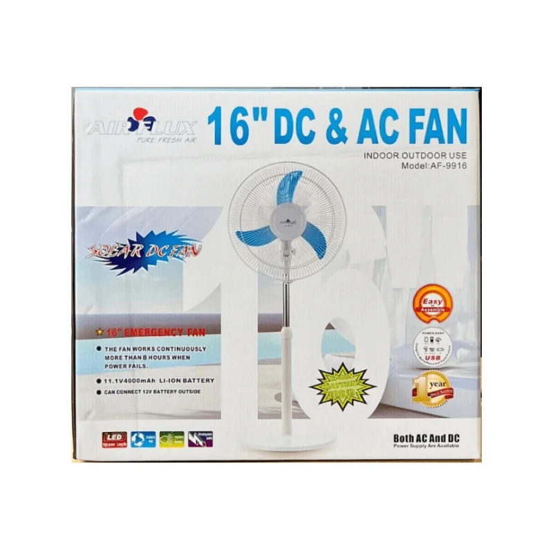 Ventilateur sur pied 16 pouces batterie intégrée AC/DC